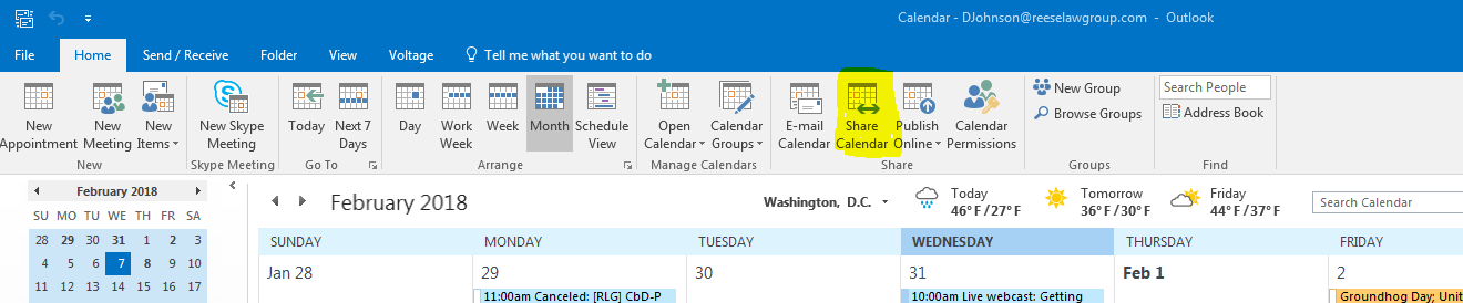 How to share calendars in Outlook 365 – Reese Law Group